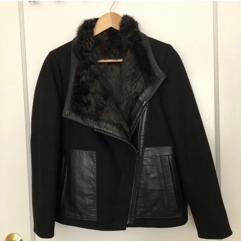 Helmut Lang Black Void Reversible Fur and Felt Jacket - Picture 5 of 10